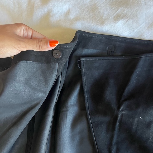 Vince Black Suede Leather Wrap Maxi Skirt